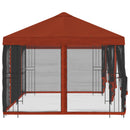 Pavillon med sidetapper 6 x 3 m Terrakotta Polyester og Stål