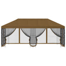 Pavillon med sidetapper 6 x 3 m Gråbrun Polyester og Stål 190