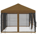 Pavillon med sidetapper 6 x 3 m Gråbrun Polyester og Stål 190