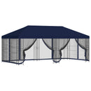 Pavillon med sidetapper 6 x 3 m Blå Polyester og Stål 190
