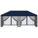 Pavillon med sidetapper 6 x 3 m Blå Polyester og Stål 190