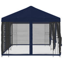 Pavillon med sidetapper 6 x 3 m Blå Polyester og Stål 190
