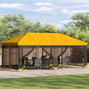 Pavillon med sidetapper 6 x 3 m Gul Polyester og Stål 190
