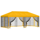 Pavillon med sidetapper 6 x 3 m Gul Polyester og Stål 190