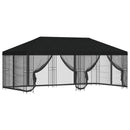 Pavillon med sidetapper 6 x 3 m Sort Polyester og Stål 190