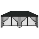 Pavillon med sidetapper 6 x 3 m Sort Polyester og Stål 190