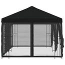 Pavillon med sidetapper 6 x 3 m Sort Polyester og Stål 190