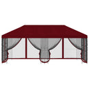 Pavillon med sidetapper 6 x 3 m Bordeaux Polyester og Stål 190
