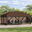 Pavillon med sidetapper 6 x 3 m Brun Polyester og Stål 190 gsm