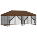 Pavillon med sidetapper 6 x 3 m Brun Polyester og Stål 190