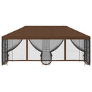 Pavillon med sidetapper 6 x 3 m Brun Polyester og Stål 190