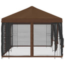 Pavillon med sidetapper 6 x 3 m Brun Polyester og Stål 190