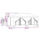 Pavillon med sidetapper 6 x 3 m Brun Polyester og Stål 190