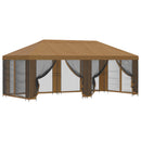 Pavillon med sidetapper 6 x 3 m Beige Polyester og Stål 190