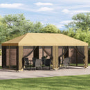 Pavillon med sidetapper 6 x 3 m Cremefarvet Polyester og Stål