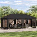Pavillon med sidetapper 6 x 3 m Antracit Polyester og Stål 190