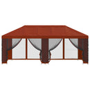Pavillon med sidetapper 6 x 3 m Terrakotta Polyester og Stål