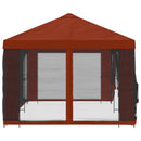 Pavillon med sidetapper 6 x 3 m Terrakotta Polyester og Stål