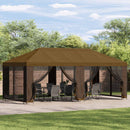 Pavillon med sidetapper 6 x 3 m Gråbrun Polyester og Stål 190
