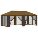 Pavillon med sidetapper 6 x 3 m Gråbrun Polyester og Stål 190