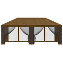 Pavillon med sidetapper 6 x 3 m Gråbrun Polyester og Stål 190