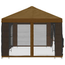 Pavillon med sidetapper 6 x 3 m Gråbrun Polyester og Stål 190