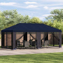Pavillon med sidetapper 6 x 3 m Blå Polyester og Stål 190