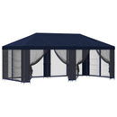 Pavillon med sidetapper 6 x 3 m Blå Polyester og Stål 190