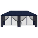 Pavillon med sidetapper 6 x 3 m Blå Polyester og Stål 190