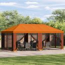 Pavillon med sidetapper 6 x 3 m Orange Polyester og Stål 190
