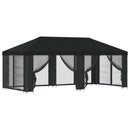 Pavillon med sidetapper 6 x 3 m Sort Polyester og Stål 190