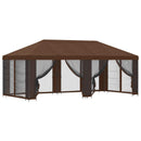 Pavillon med sidetapper 6 x 3 m Brun Polyester og Stål 190