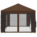 Pavillon med sidetapper 6 x 3 m Brun Polyester og Stål 190