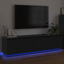 TV-skab med LED Sort eg 180 x 38 x 49 cm Konstrueret træ