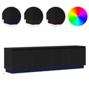 TV-skab med LED Sort eg 180 x 38 x 49 cm Konstrueret træ