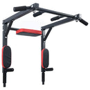 Pull Up Bar Dip Station Sort og rød 89 x 59 x 70 cm