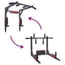 Pull Up Bar Dip Station Sort og rød 89 x 59 x 70 cm