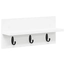 Vægmonteret Jakkeholder Hvid 40 x 10,5 x 18 cm Konstrueret træ