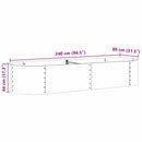 Hævet bed Brun 240 x 80 x 44 cm Stål