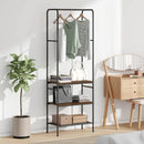 Tøjstativ med hylde Røget eg 60 x 30 x 171 cm Konstrueret træ