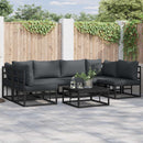 Havesofa Sæt med pude 6 pcs Sort Aluminium
