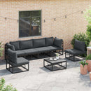 Havesofa Sæt med pude 6 pcs Sort Aluminium