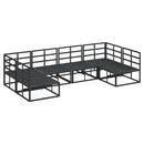 Havesofa Sæt med pude 6 pcs Sort Aluminium