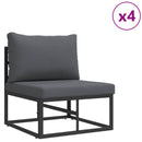 Havesofa Sæt med pude 6 pcs Sort Aluminium