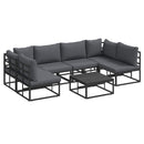Havesofa Sæt med pude 7 pcs Sort Aluminium