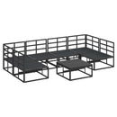 Havesofa Sæt med pude 7 pcs Sort Aluminium