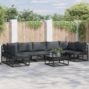 Havesofa Sæt med pude 7 pcs Sort Aluminium