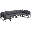 Havesofa Sæt med pude 7 pcs Sort Aluminium
