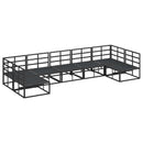 Havesofa Sæt med pude 7 pcs Sort Aluminium