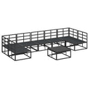 Havesofa Sæt med pude 8 pcs Sort Aluminium